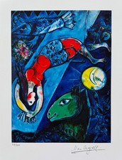 Marc Chagall BLUE CIRCUS Facsimile Signed Limited Edition Giclee 16" x 11.5"