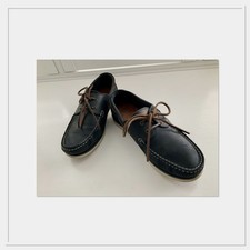 Barbour george navy blue nubuck leather lace up boat/deck shoes Size UK 8  vgc