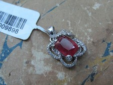 Pendant Sterling Silver 925 with Ruby & Diamond  (J4DV)