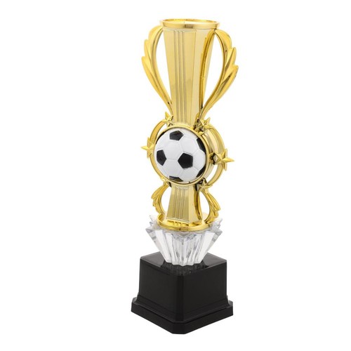 Golden soccer trophy cup - golden, 10"