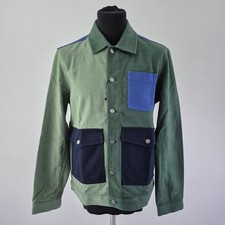Zara Corduroy Jacket Mens Size Small Green Blue Colourblock Utility