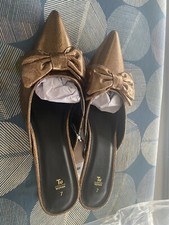 Tu Women's Bronze Metallic Kitten Heel Mules  BNWT UK SIZE 7