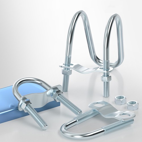 Double shaped clamp - double, u-shaped