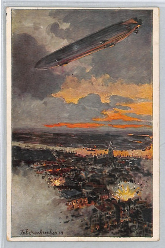 Zeppelin art ww1 postcard - art,