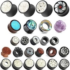 Organic Ear Plug Flesh Tunnel - Bone Horn Stone Wood Shell - Expander 