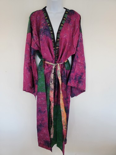 Silk kimono long vintage boho - silk,