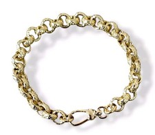 9ct Gold Guilded Kids Patterned Belcher Bracelet Boys Girls 7" 6mm Diamond Cut