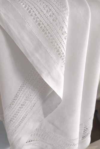 Vintage antique white linen - white,