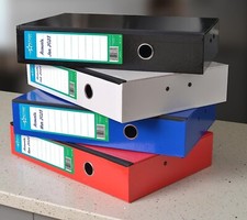 5 x Box Files 70mm Colourful Glossy Spine Lock Spring Pull Finger File -Damaged