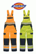 Dickies Industry Hi Viz Heavy Work Dungaree Overalls Bib Brace Trousers SA30045