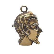 Collectable Gilded Brass Devils Head Vesta Case Match Safe Holder