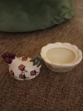 Peregrine Pottery Creamware Baby Hen on Nest Coddler Red Roses