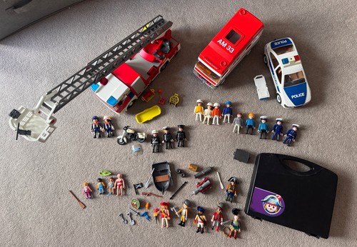 Playmobil fire police with - playmobil, police,