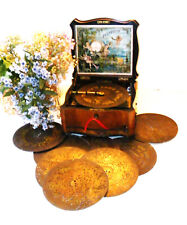 "ANTIQUE DISC PLAYING SERPENINE MUSIC BOX BY "POLYPHON"  PLUS  18 DISCS"