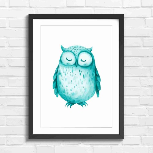Sleepy owl with closed eyes - sleepy,