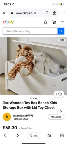 Jax wooden toy box - wooden, bench