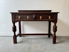 Large Antique Oak Console Table with Drawers