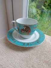 Fathi Mahmoud Egypt Fine Royal Porcelain Cup & Saucer Egypt Pharoah Hieroglyphic