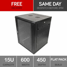 15U Server Rack Network Cabinet 19 inch 600x450mm Black