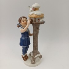 Royal Copenhagen Girl Feeding Birds on Birdhouse/Bird Feeder Figurine #757