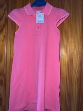 NEXT Girls Pink 100% Cotton Polo Shirt Dress Age 5 Years Short Sleeved