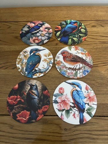 Set bird wooden coasters - 6,