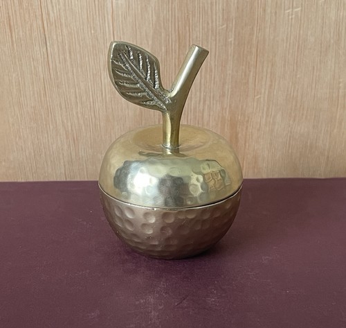 Gold tone apple trinket - tone, box