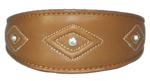 Leather tan whippet collar - leather,