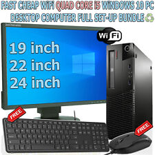 FAST CHEAP WiFi QUAD CORE i5 WINDOWS 10 PC DESKTOP COMPUTER FULL SET-UP BUNDLE