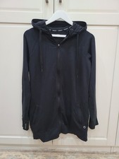 Good Move Marks & Spencer Hooded Longline Zip Up Hoodie Black Thumb Holes UK 10