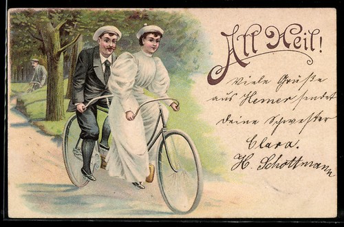 Lithograph couple riding - a,