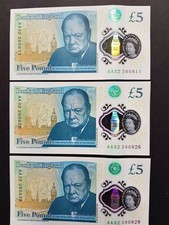 3 New five pound notes £5