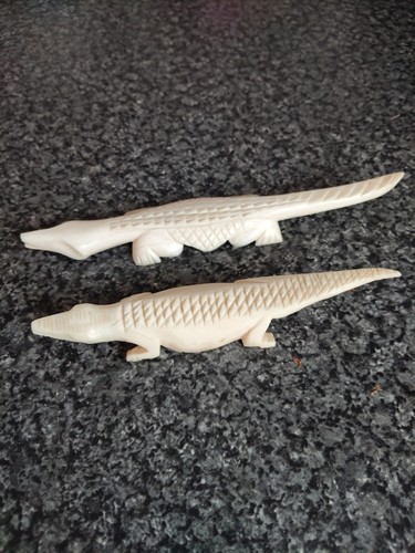 Two vintage bone crocodile - bone,