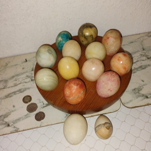 Decorative stone eggs mixed - decorative,