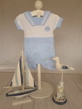 Vintage ‘KRIS X KIDS’ pale blue and white cotton, short-sleeved romper