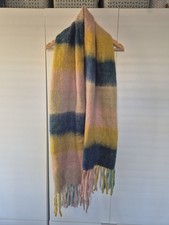 Monsoon Oversized Checked Scarf Multicolour Pastel Winter Blanket Wrap Tassel