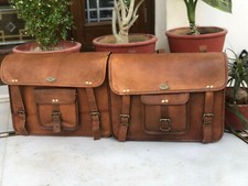 15" Inch Large Leather Motorcycle Saddle Bags Saddlebag Luggage Bag Sportster