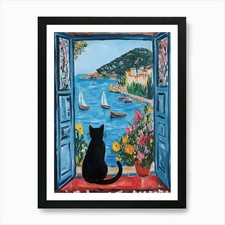 Oil Painting Black Cat Loves