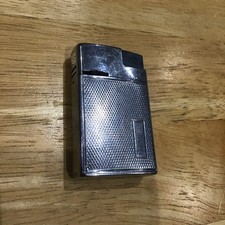 VINTAGE LIGHTER SIM AUSTRIA SILVER BLACK ENGINE TURNED BLANK CARTOUCHE WORKING