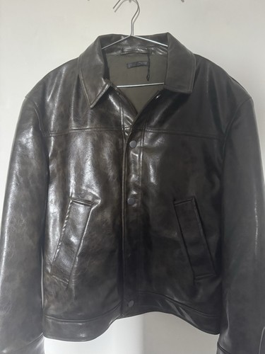 Zara men leather jacket - leather,