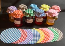jam jar toppers covers x 36 gingham any colour or mixed lots x 36 FREE BANDS