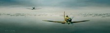 Dawn Sortie by Gerald Coulson aviation art signed by WWII RAF Spitfire Pilots