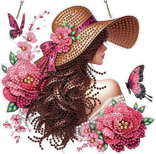 Woman flowers diy diamond - woman, 5d