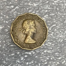 ? UNITED KINGDOM COIN 1959 BRASS 3 PENCE 3D ELIZABETH II