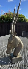 Art Deco Hollywood Regency Metal Gazelle Impala Head Bust Brass Colour Large