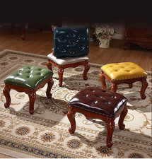Luxury Leather Stool Carved