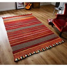 Kelim stripe Red Rug Hall