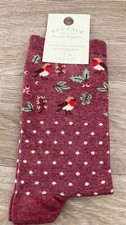 BNWT NEW FATFACE CHRISTMAS ROBIN SOCKS