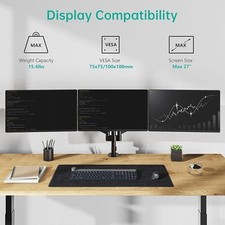 WALI Triple Monitor Arm 17-27" Gas Spring Stand with Tilt Swivel VESA Mount