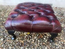 THOMAS LLOYD ANTIQUE OXBLOOD LEATHER CHESTERFIELD VINTAGE FOOTSTOOL M4988A